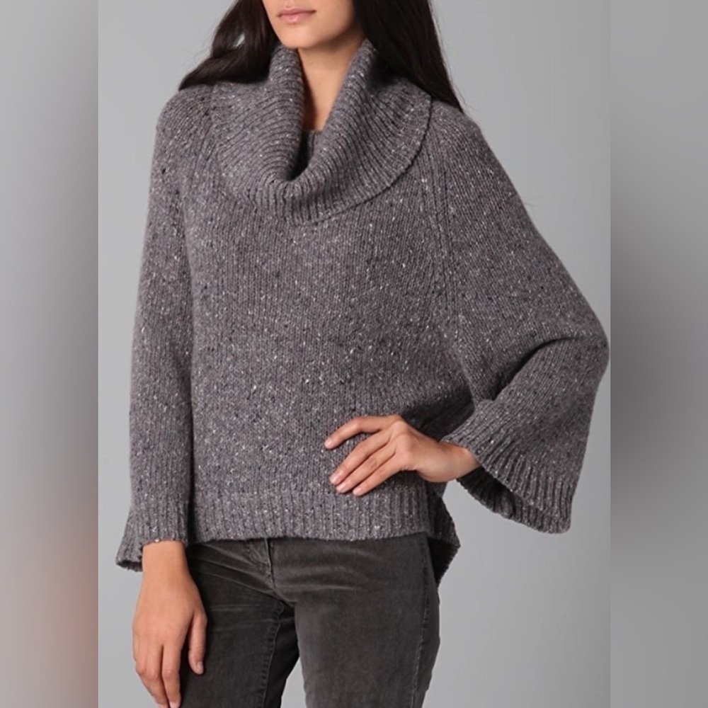 Theory Jufina Granito Gray Wool Cashmere Pullover Sweater Size Small Fall Cosy